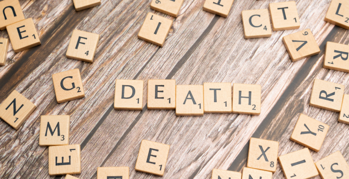 Scrabble tiles spelling death